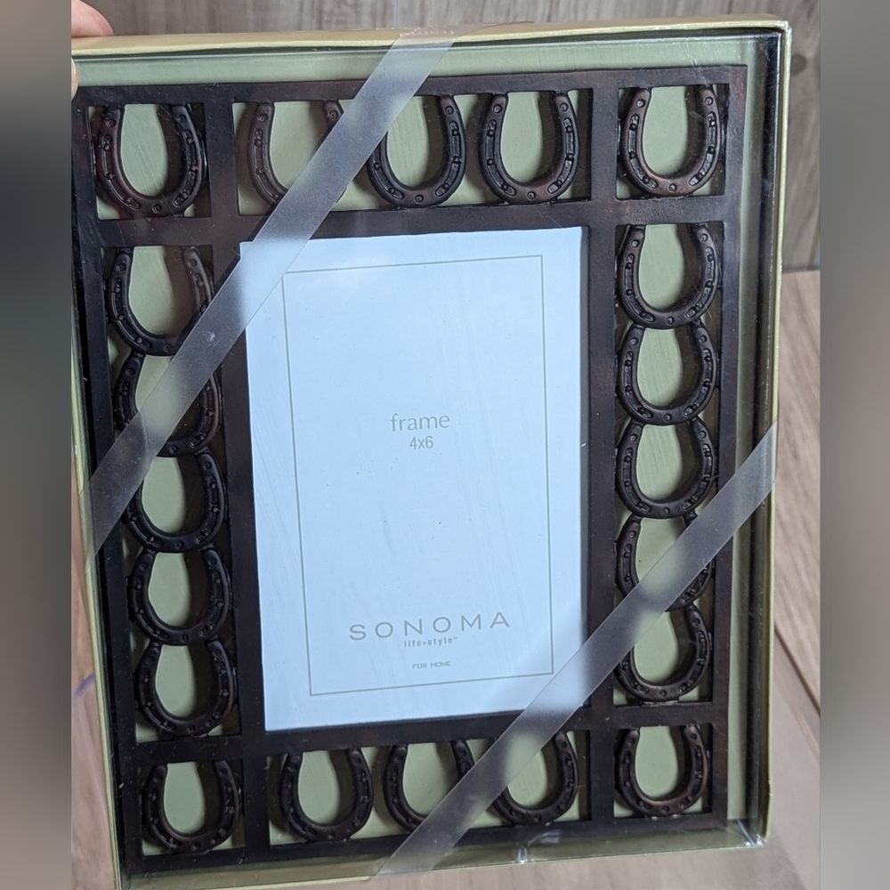 Sonoma Picture Frame 4x6 Horseshoe Western Cowboy Horse Brown Bronze New - Picture 3 of 6